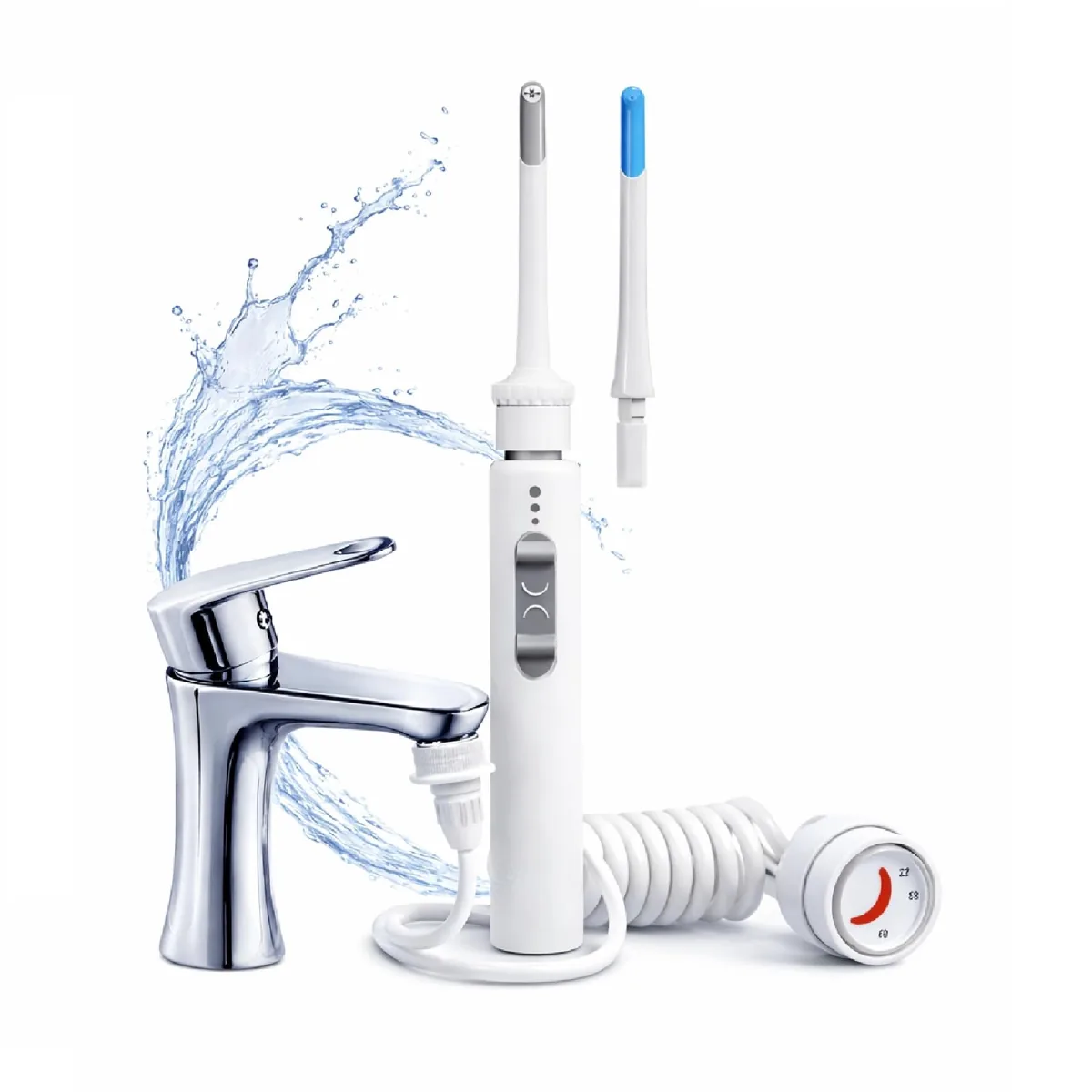 BARAC MK104BRC irrigador dental de grifo · regulador de presión · 2 cabezales · 2 filtros
