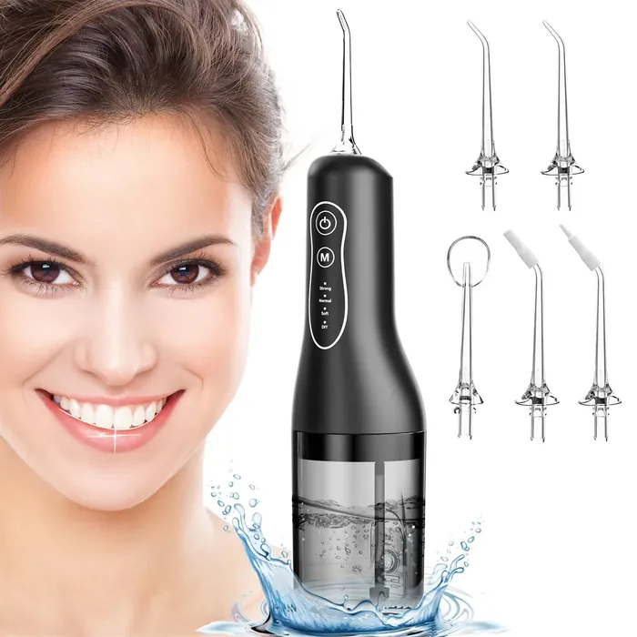 Etrobot Water Flosser irrigador dental portátil · 260 ml · 20-140 PSI · IPX7 · 5 boquillas