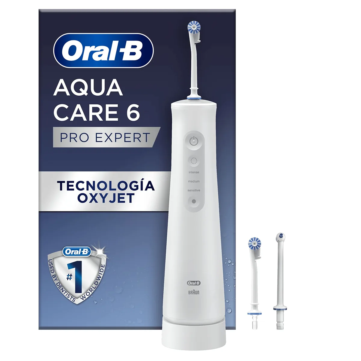 Oral-B AquaCare Pro-Expert irrigador bucal inalámbrico | OxyJet | 3 intensidades | 150 ml | blanco