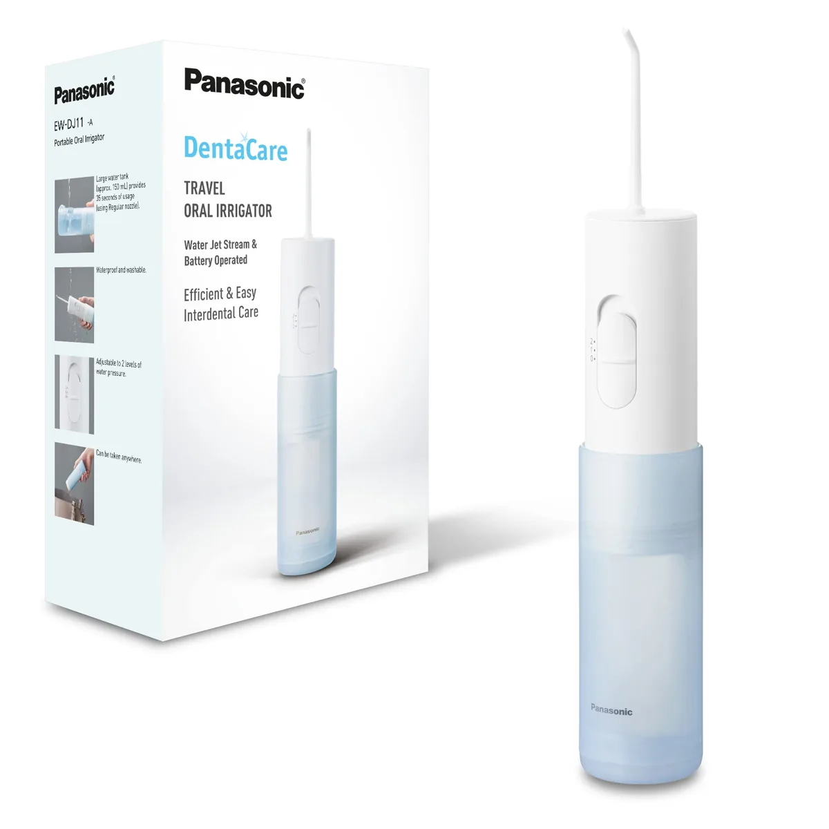 Panasonic EW-DJ11-A503 irrigador dental de viaje plegable a pilas · 2 niveles · IPX7 · lavavajillas