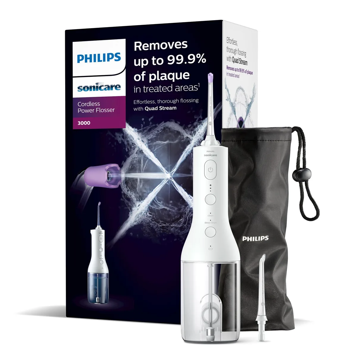 Philips Sonicare Cordless Power Flosser 3000 HX3826/31 irrigador bucal inalámbrico · Quad Stream
