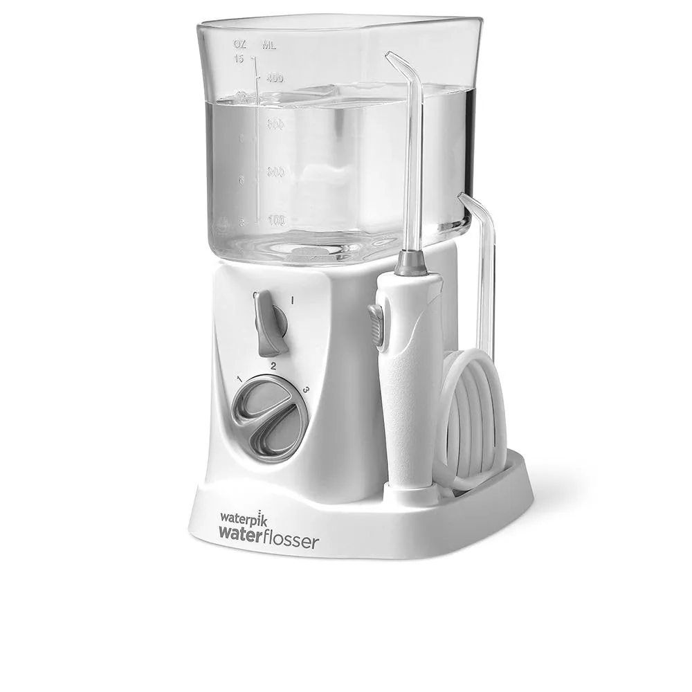 Waterpik WP-300 Traveler irrigador de sobremesa compacto · 400 ml · bolsa de viaje · 110-240 V